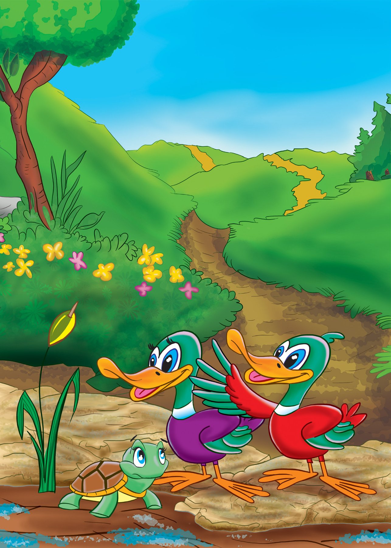 Two ducks and a turtle